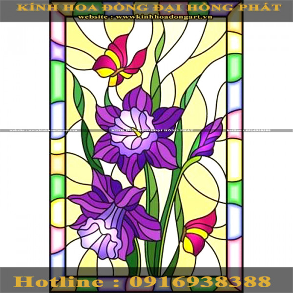 Tranh kính hoa đồng - 005